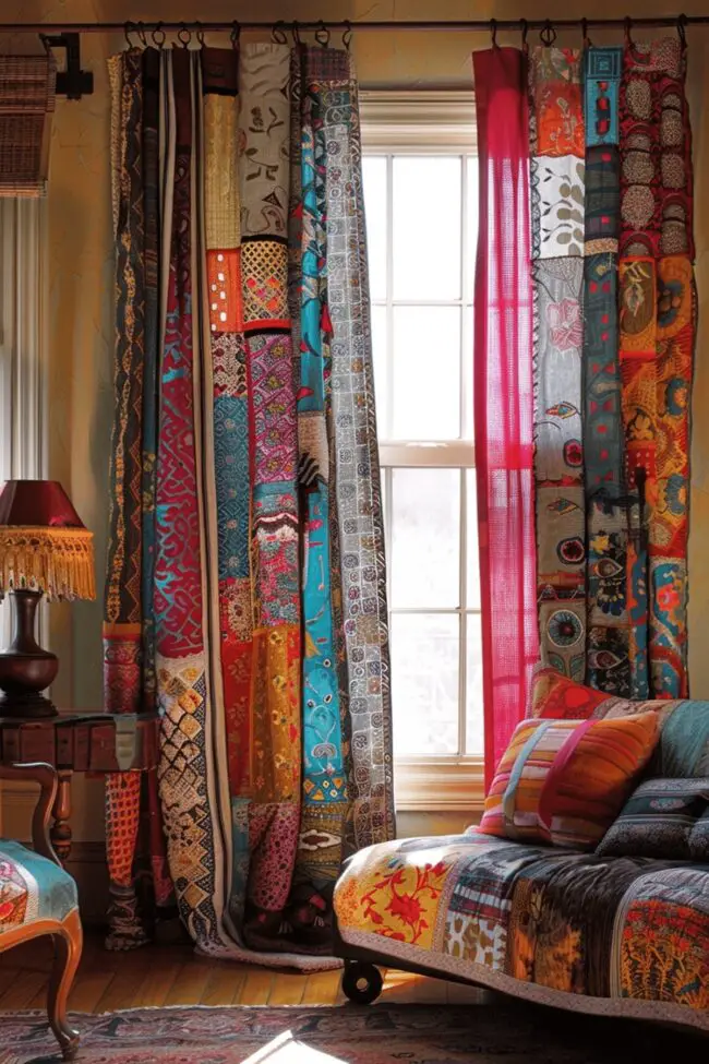 Patchwork Boho Curtain Panels