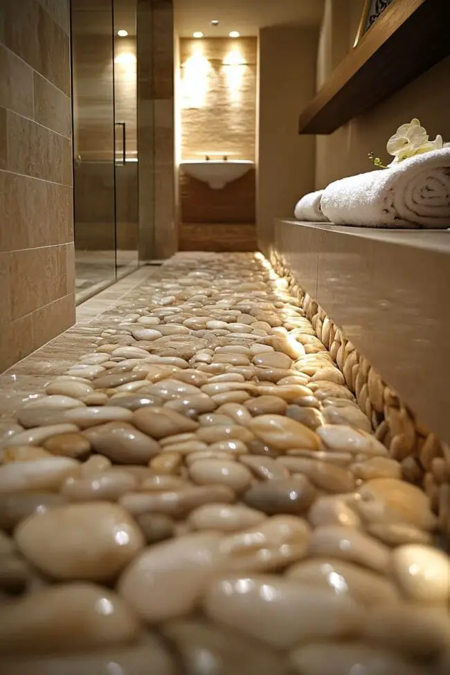 Zen Pebble-Inspired Spa Bathroom