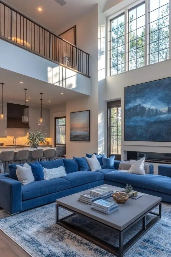 Spacious Blue Sofa Retreat