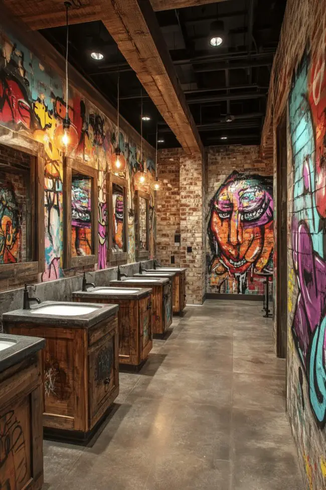 Graffiti Art-Inspired Bathroom Walls