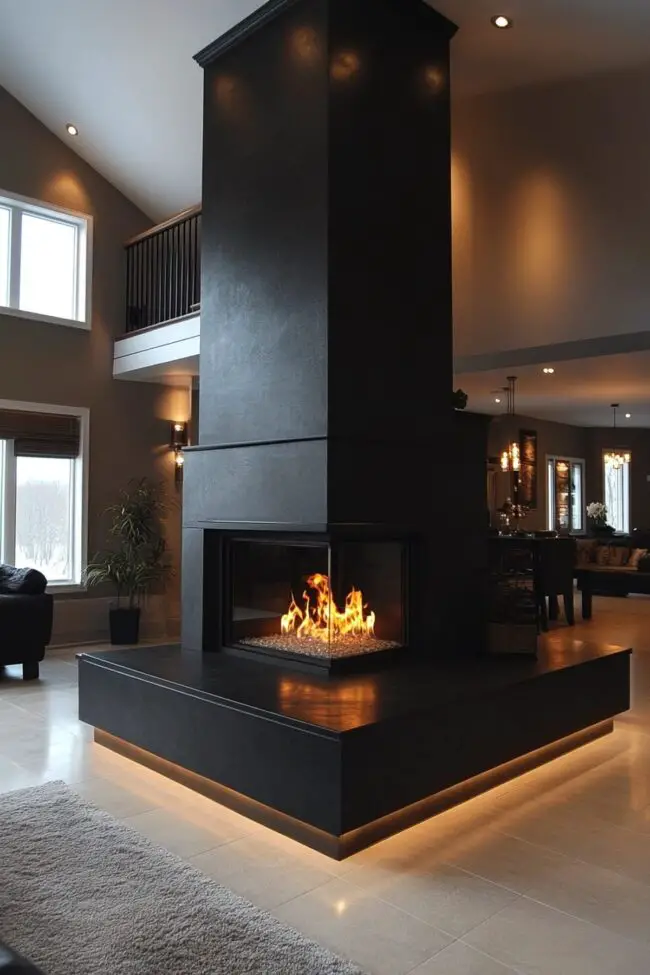 Bold Black Statement Fireplace