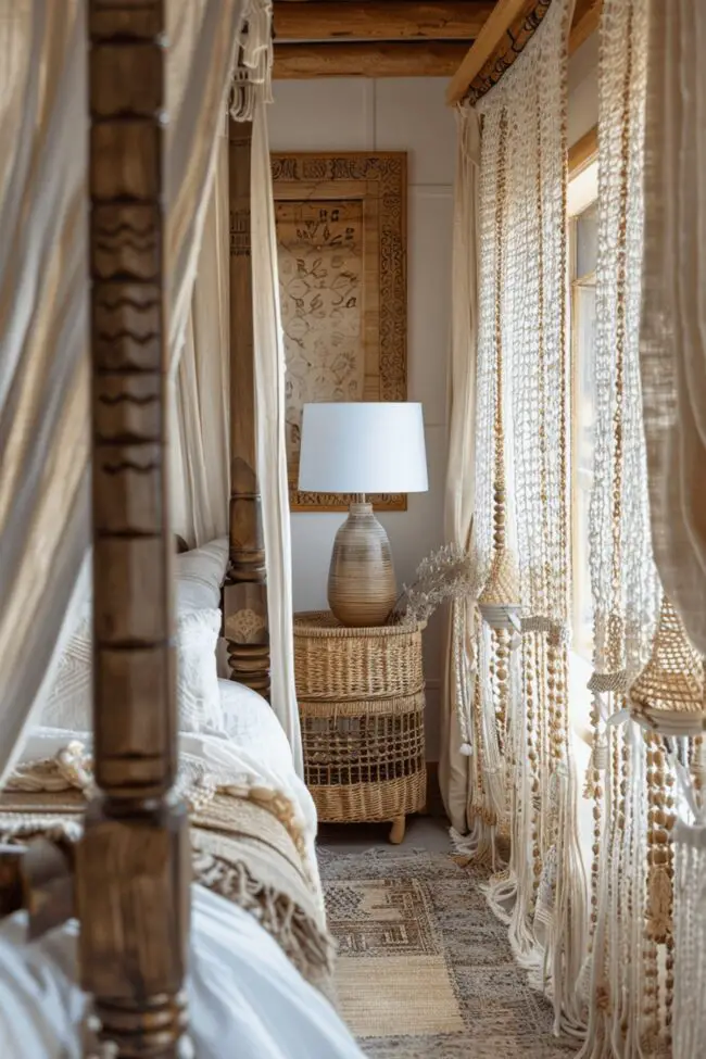 Beaded Wicker Bohemian Curtains