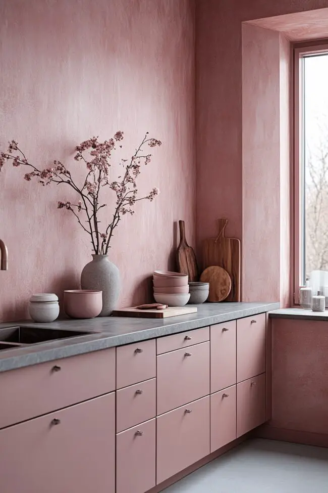 Minimal Dusty Pink Kitchen Design