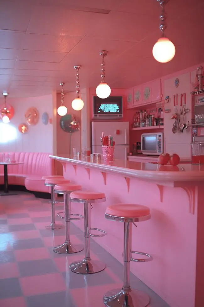 Retro Bubblegum Pink Kitchen