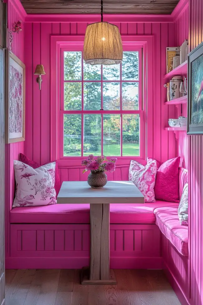 Flamingo Pink Cozy Nook Kitchen