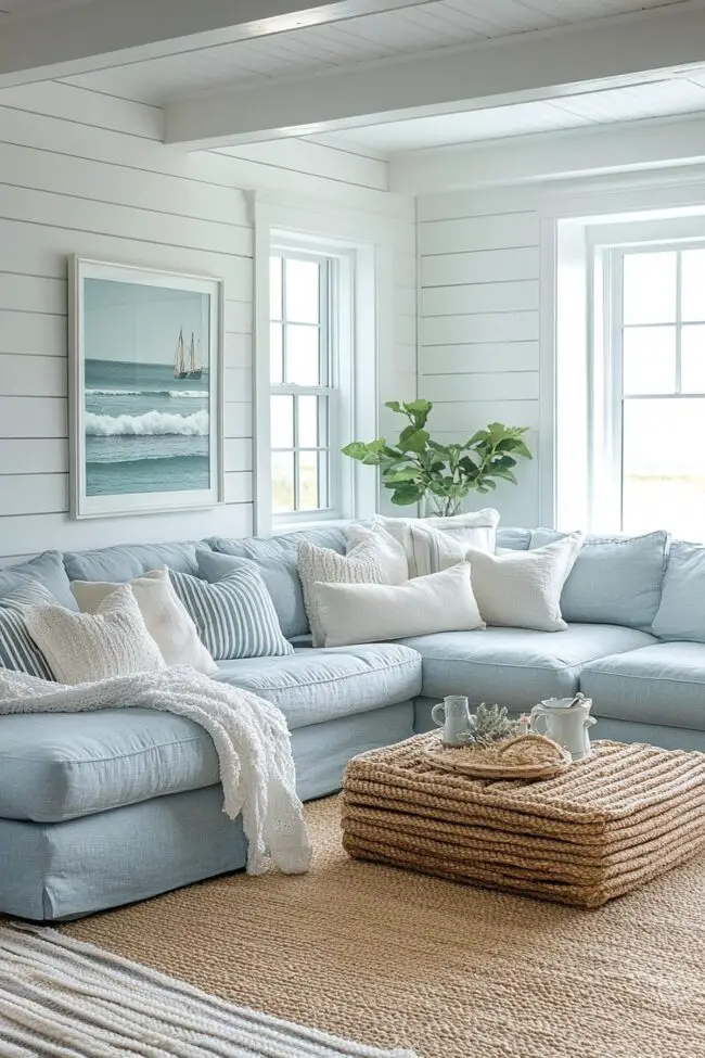 Nautical-Inspired Blue Couch Oasis