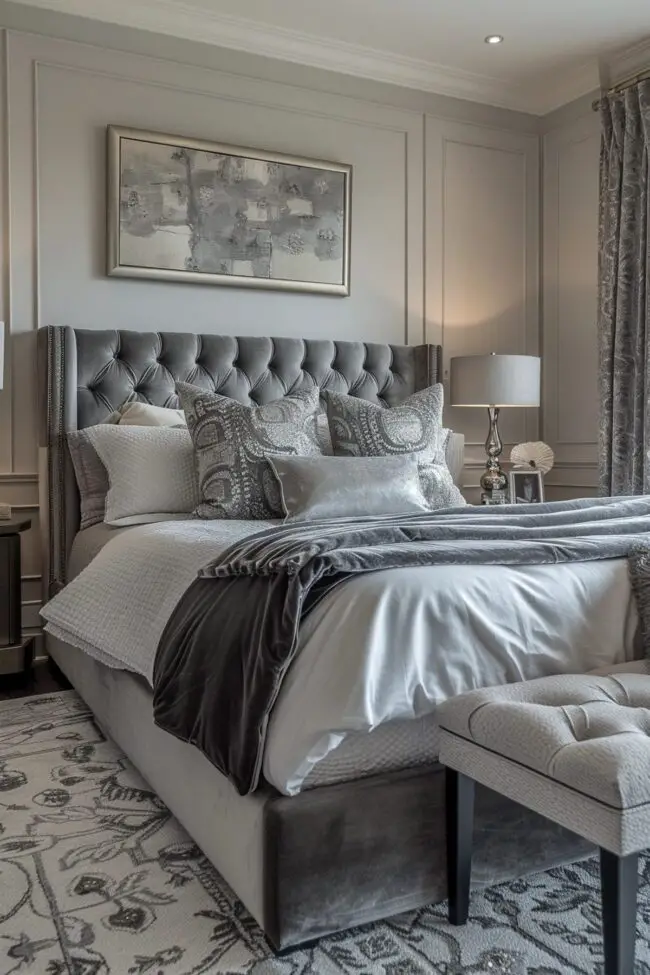 Sleek Silver and Gray Bedroom Themes