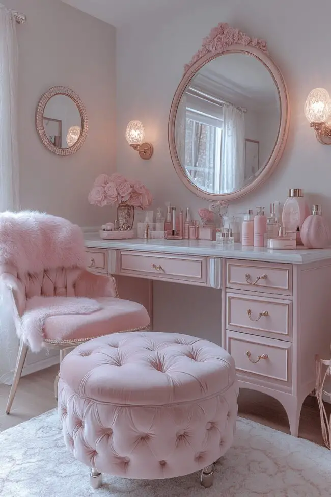 Chic Pink Glamorous Dressing Suite