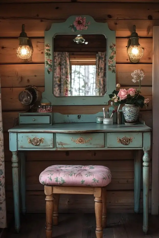 Vintage-Inspired Vanity Area