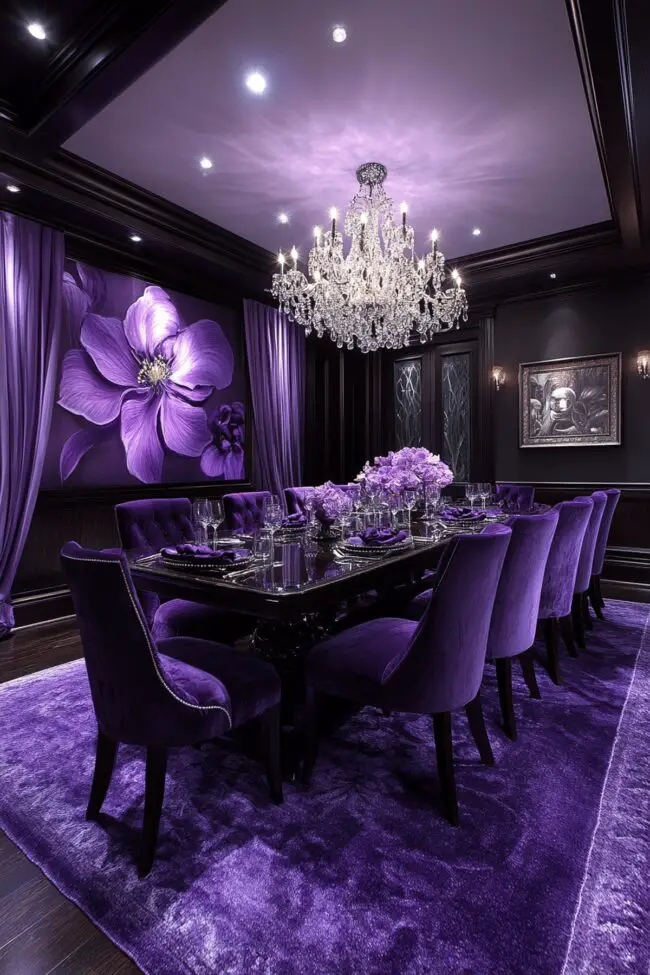 Opulent Purple Formal Dining Room