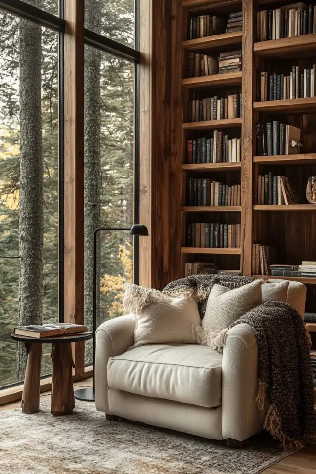 Cabin Reading Corner with a Contemporary Twist