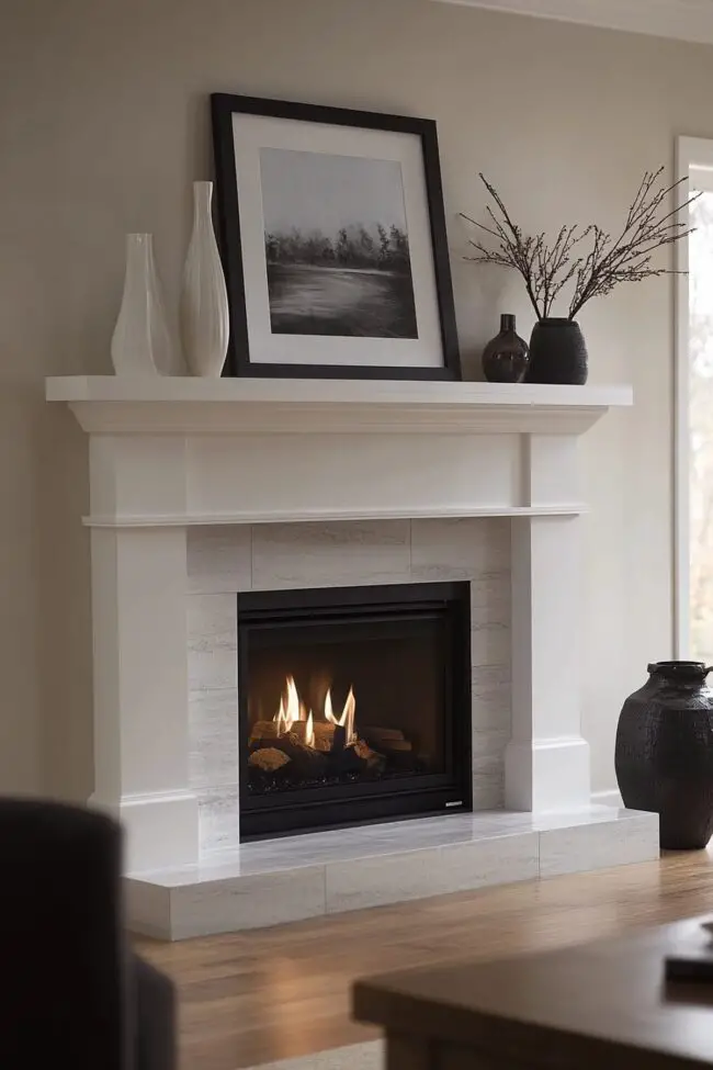 Pristine White Minimalist Fireplace