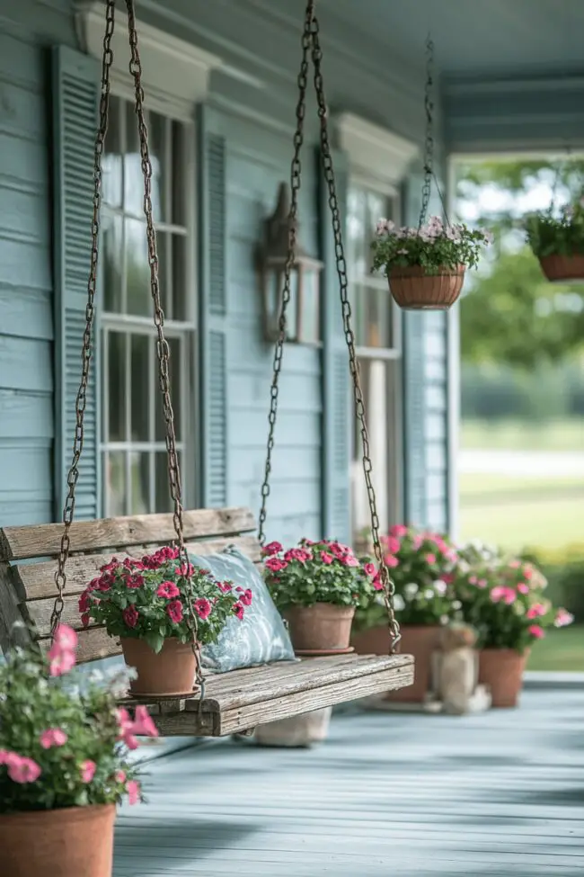 Farmhouse Porch Swing Comfort