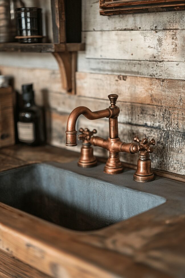 Luxe Copper Accents in Industrial Bathroom