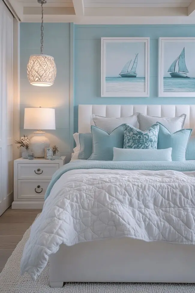 Refreshing Aqua Tone Bedroom