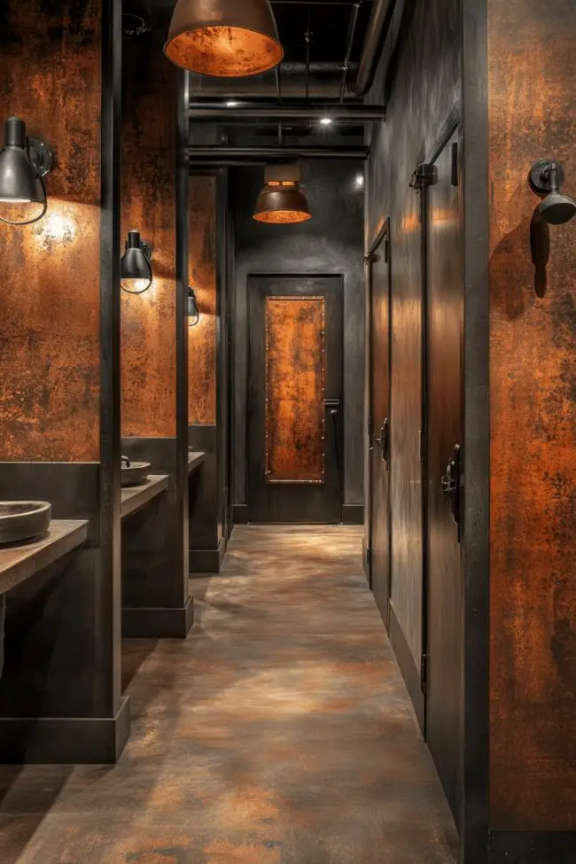 Steel Beam-Infused Bathroom Design