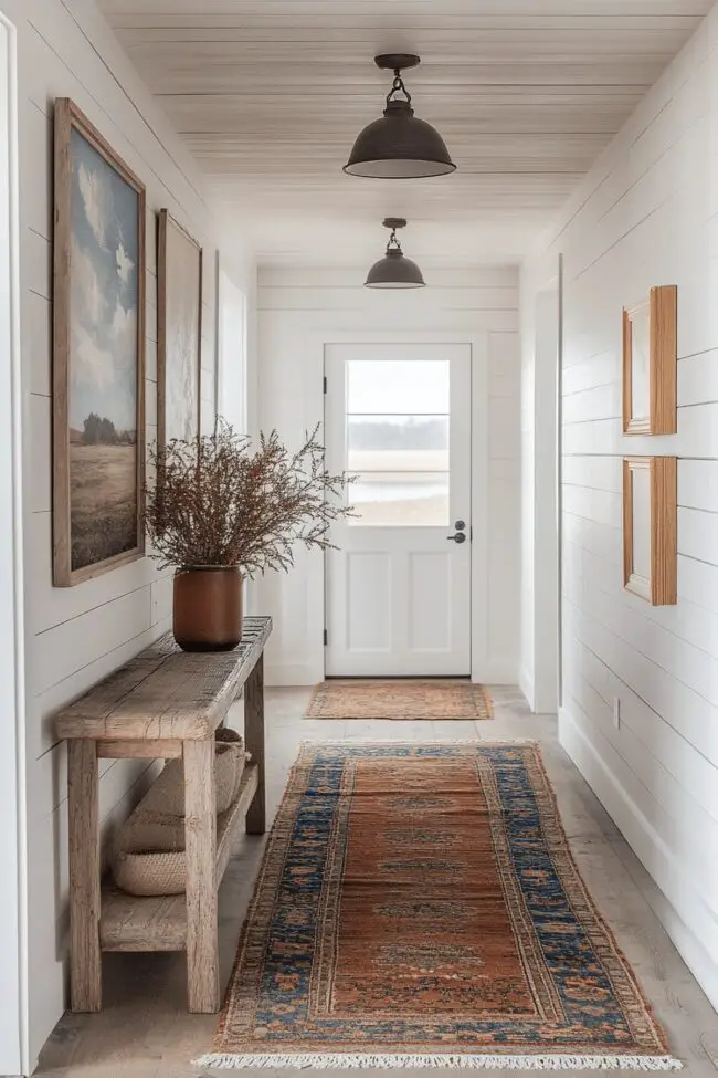 Rustic-Modern Farmhouse Hallway Design