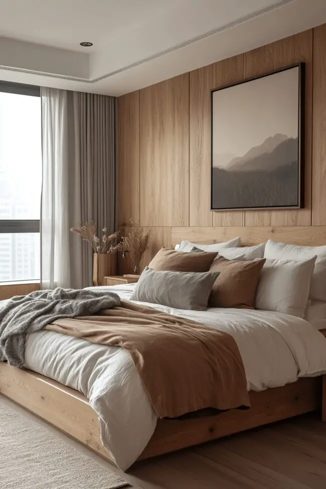 Wood-Toned Minimalist Bedroom