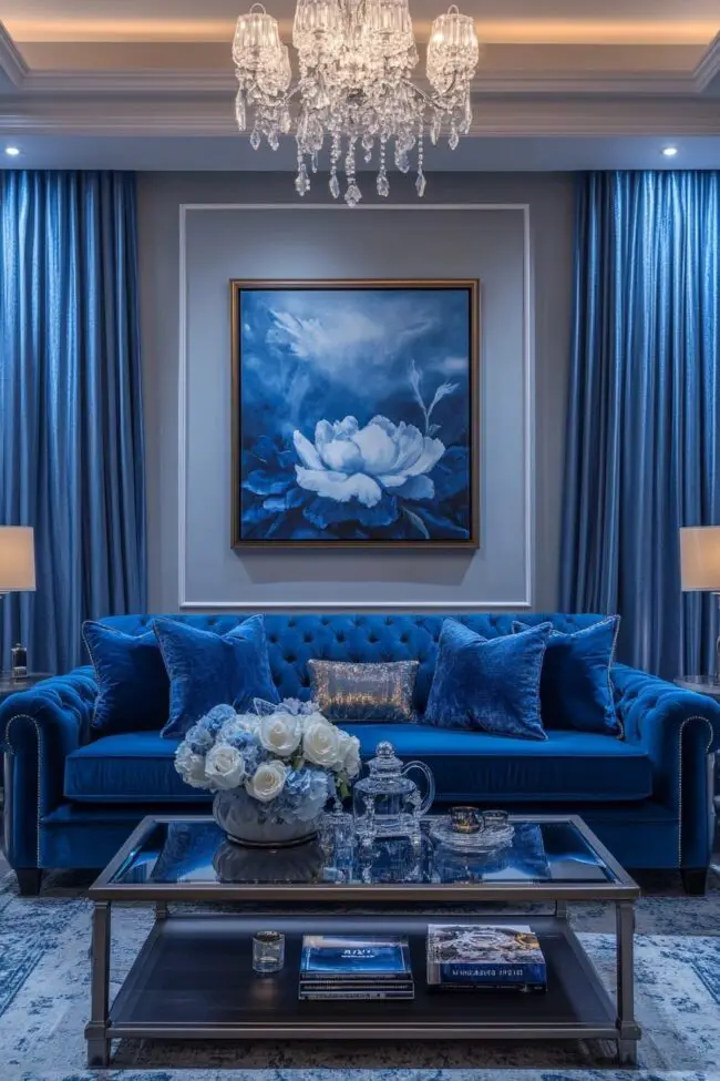 Glam Blue Velvet Lounge Setup