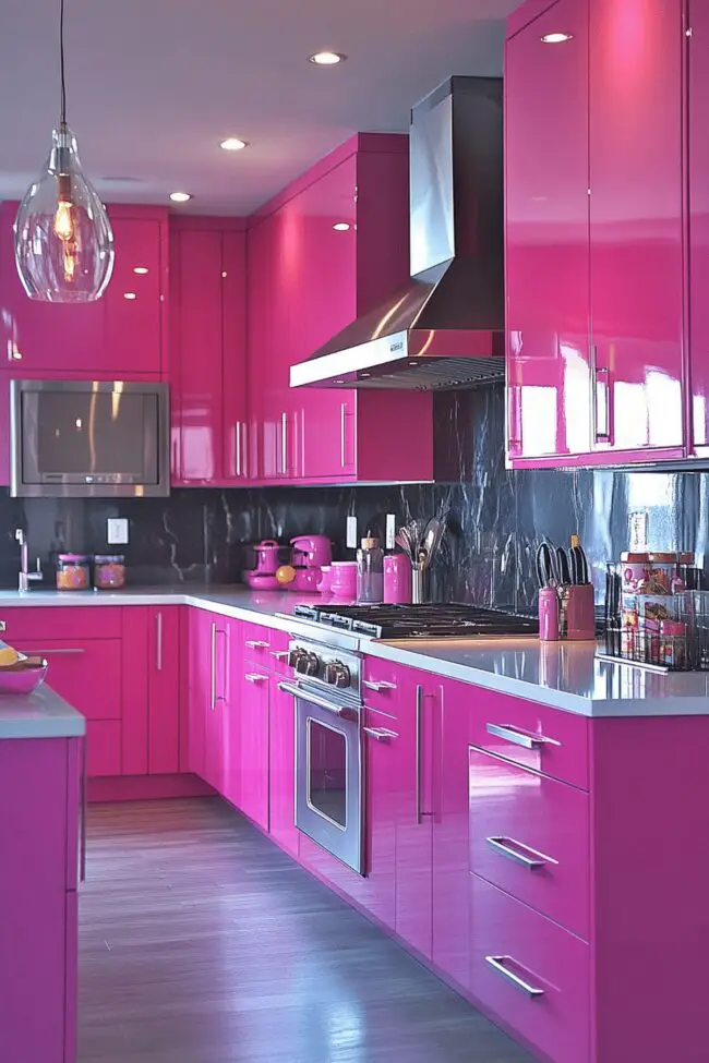 Vibrant Raspberry Pink Kitchen