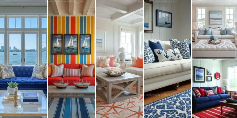 Top Preppy Coastal Living Room Ideas